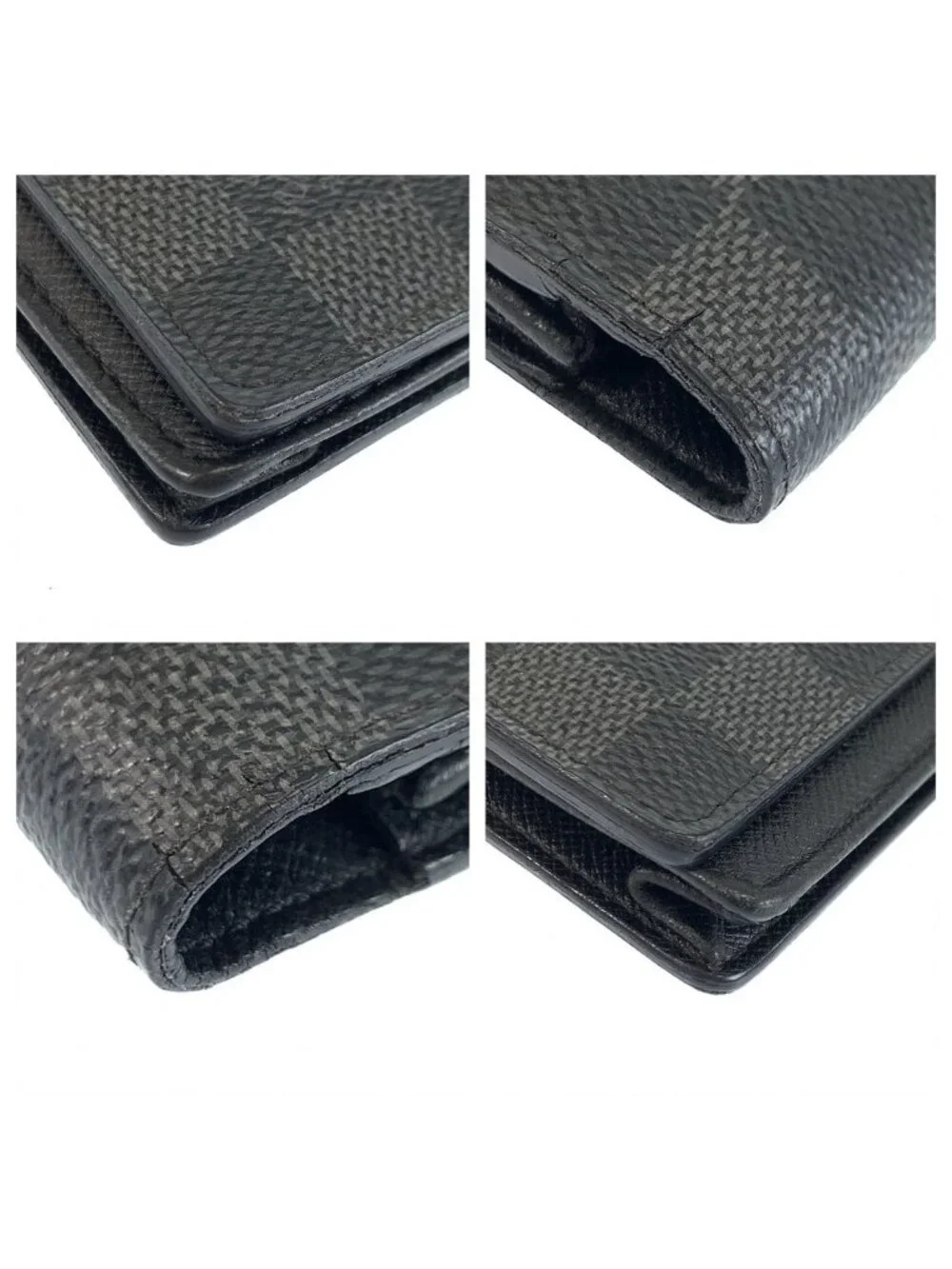 Louis Vuitton Damier Graphite Portefeuille Brazza Black Gray Wallet
